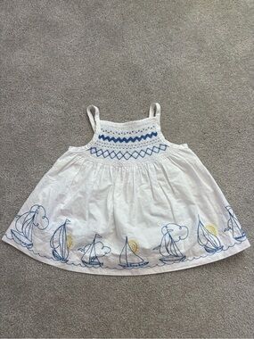 Lilly Pulitzer White Tank Top with Blue Sailboat Embroidery